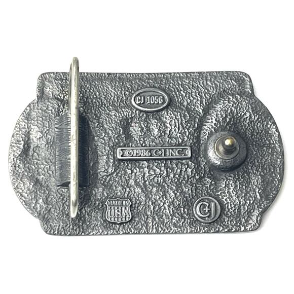 VTG 1986 CJ INC Cowboys & Indians BELT BUCKLE Farm Tractor Indian Chief Horse - Picture 5 of 7